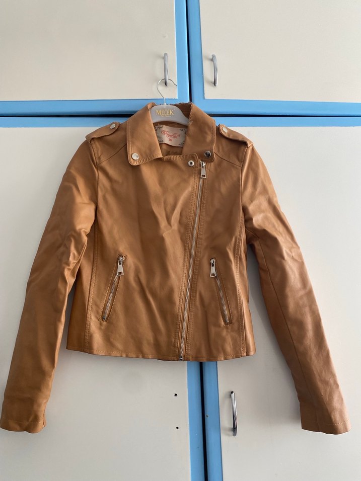 Bej Deri Kadın Ceket - Görsel 3