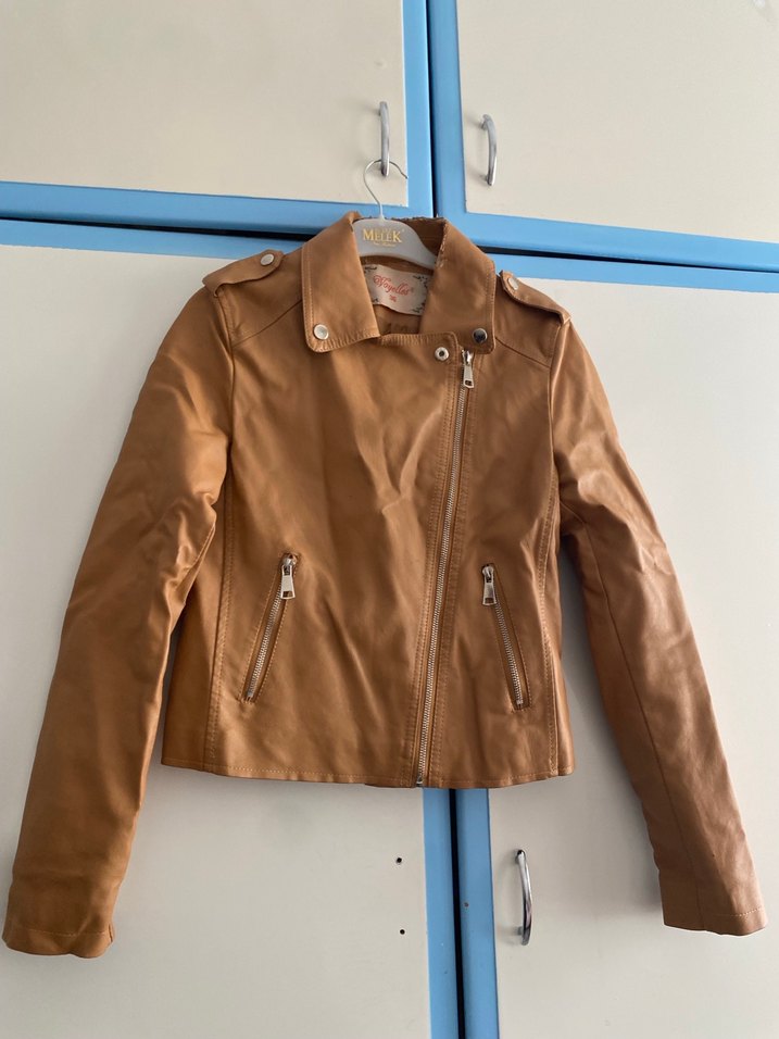 Bej Deri Kadın Ceket - Görsel 2