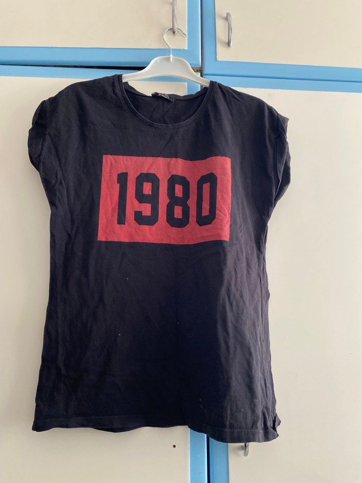 Siyah 1980 Baskılı Hamile Tişörtü - Görsel 2