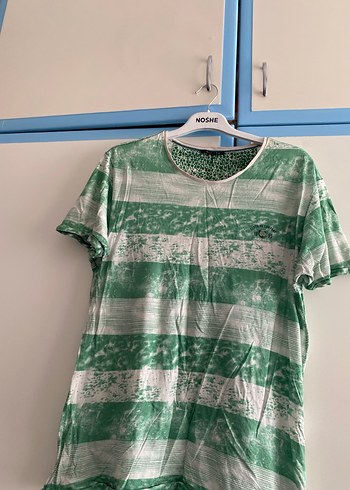 Yeşil Çizgili Kısa Kollu Erkek Tişört - Görsel 2