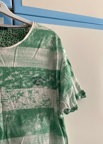 Yeşil Çizgili Kısa Kollu Erkek Tişört - Görsel 4