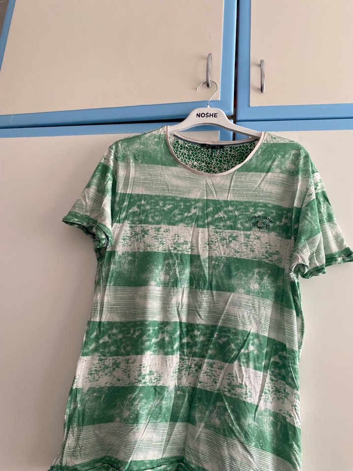 Yeşil Çizgili Kısa Kollu Erkek Tişört - Görsel 2