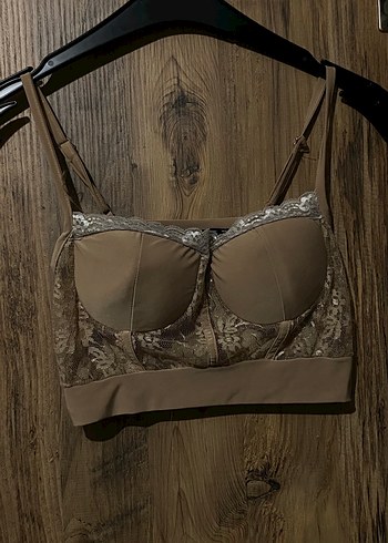 Bej Dantel Detaylı Mini Bralet