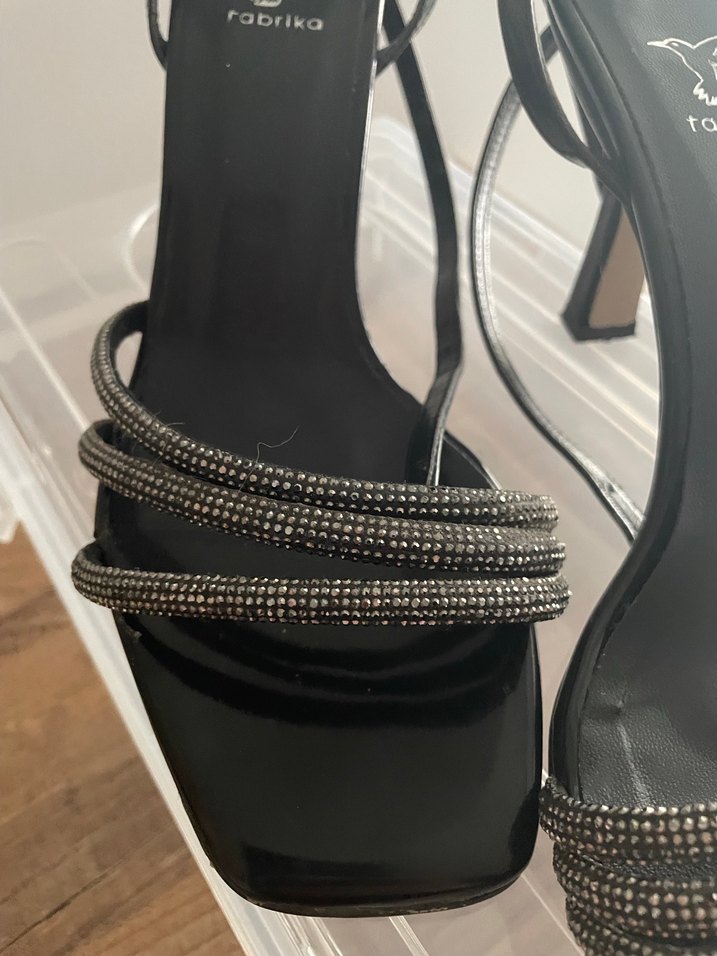 Siyah Yılan Desenli Stiletto Topuklu Kadın Ayakkabı - Görsel 2