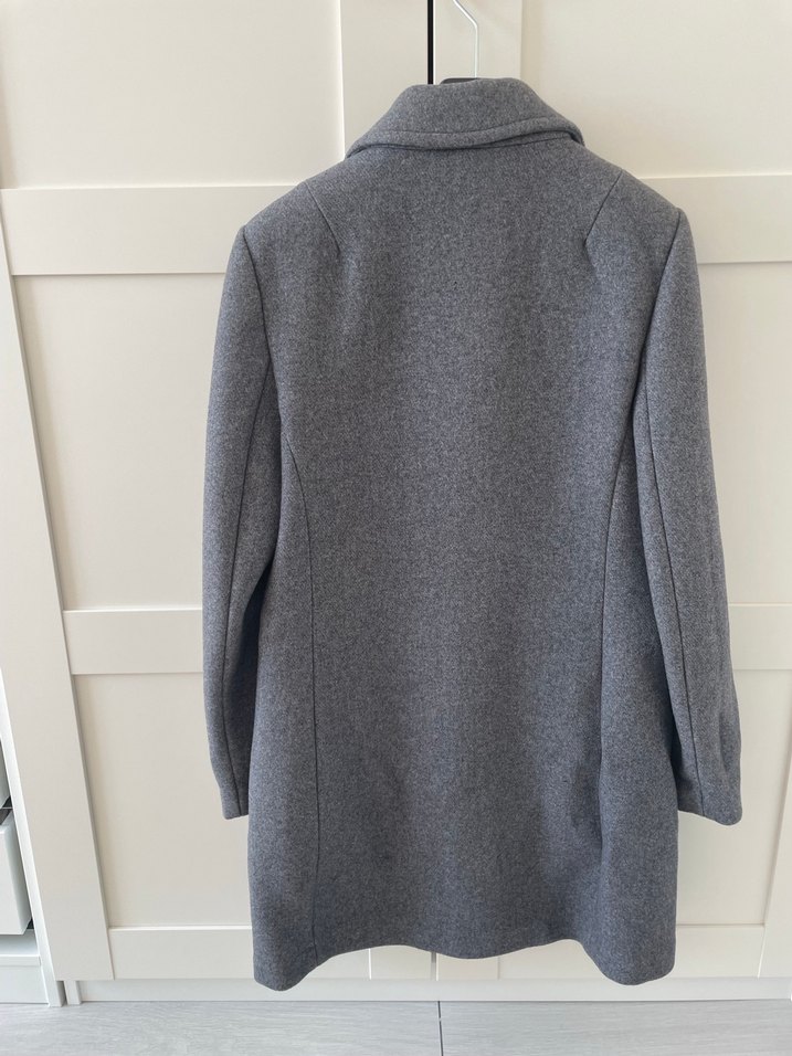 Gri Düğmeli Kadın Kaban - Görsel 2