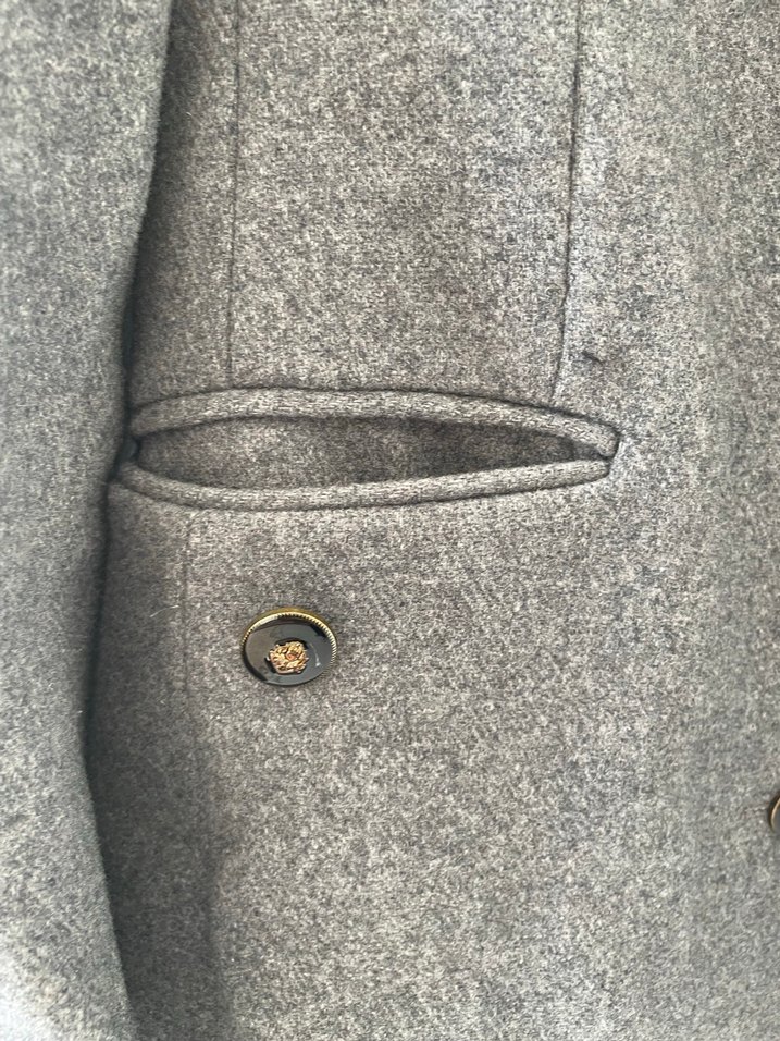 Gri Düğmeli Kadın Kaban - Görsel 5