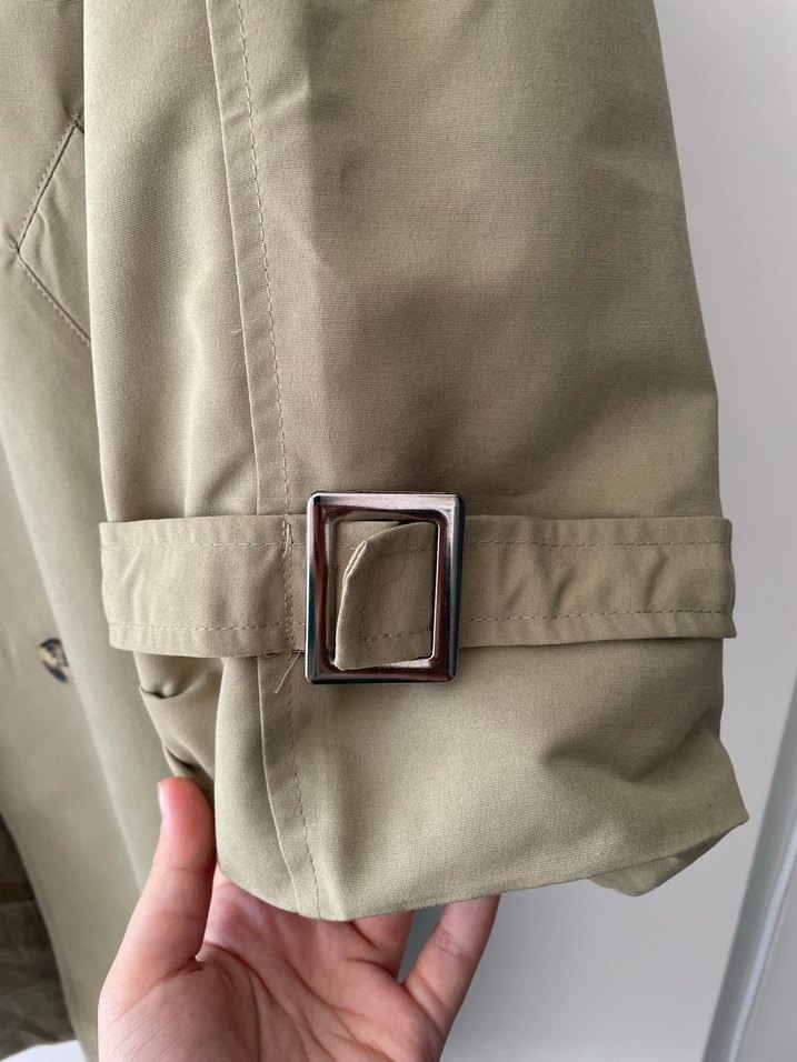 Bej Düğmeli Uzun Kadın Trençkot - Görsel 3