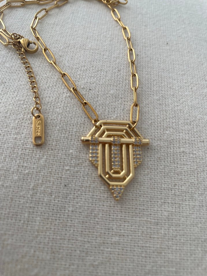 Zincir Detaylı Uzun Altın Kadın Kolye - Görsel 2