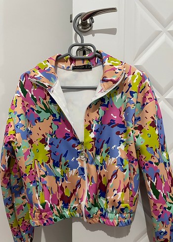 Diğer Renkli Tie-Dye Kadın Fermuarlı Ceket