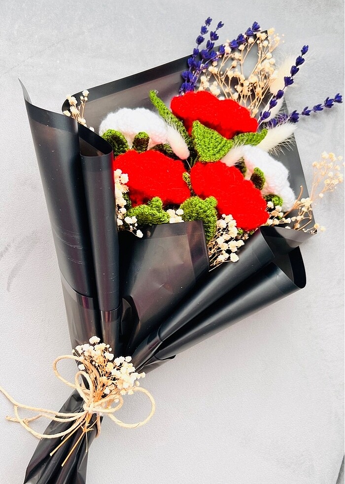 Örgü solmayan çiçek makrome gül - Görsel 4