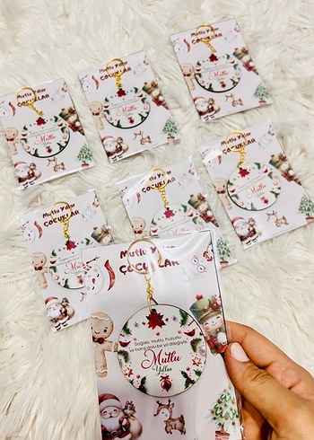 Ahşap yeni yıl anahtarlık - Görsel 3