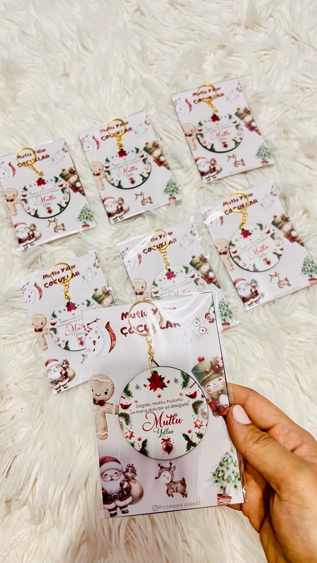 Ahşap yeni yıl anahtarlık - Görsel 3