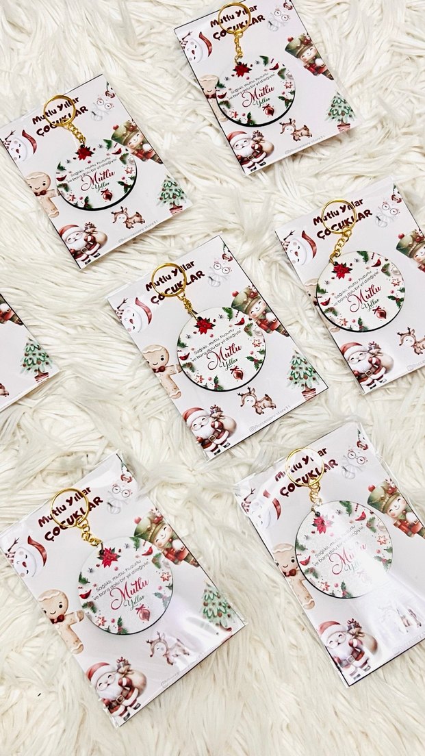 Ahşap yeni yıl anahtarlık - Görsel 2