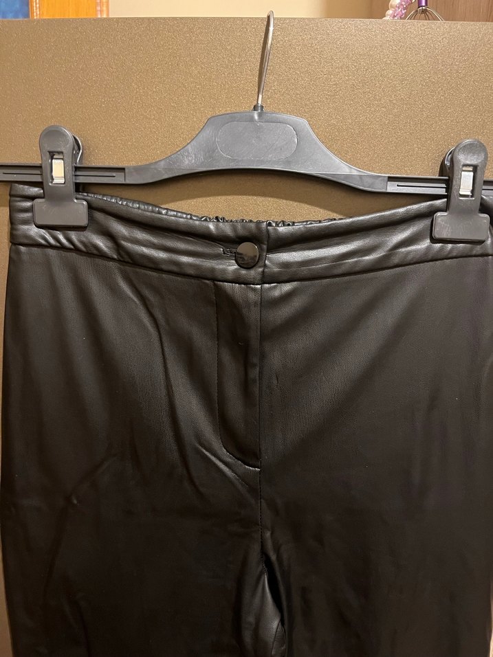 Deri Siyah Kadın Pantolon - Görsel 2