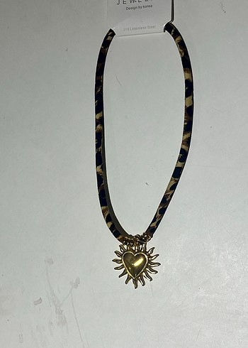Leopar İpli Altın Renkli Bohem Kolye