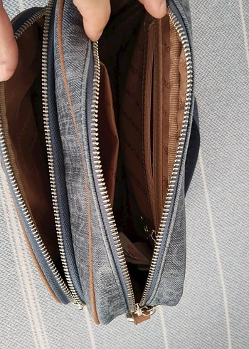 Gri Desenli Denim Kadın Bel Çantası - Görsel 2