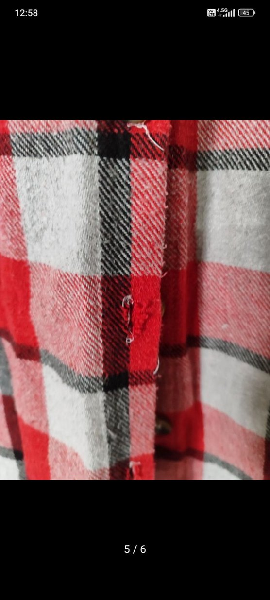 Kadın Kırmızı Gri Ekose Pamuklu Gömlek - Görsel 4