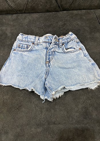 Zara Düğmeli Bağlama Desenli Kadın Mini Kot Şort