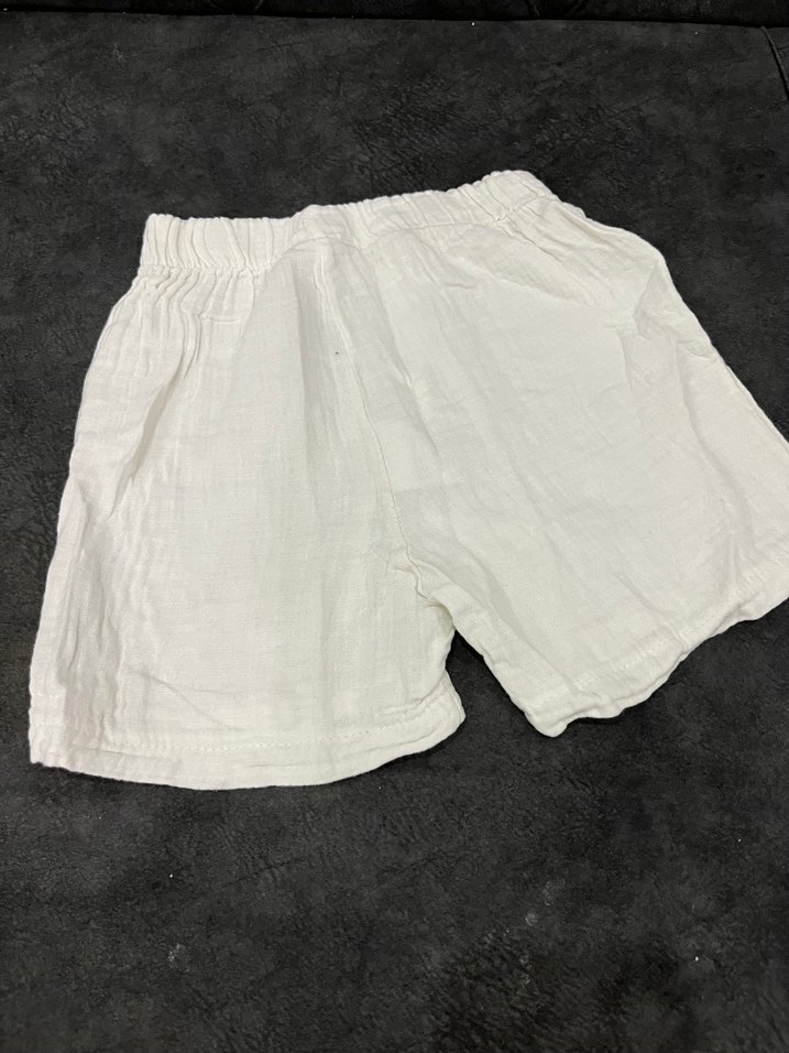 Bebek Erkek Keten Kısa Kollu Beyaz Takım - Görsel 3