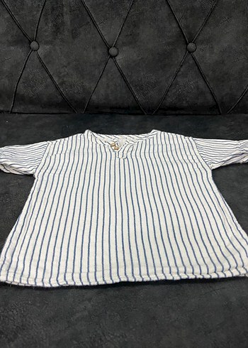 Kısa Kollu V Yakalı Erkek Çocuk Keten Gömlek - Görsel 2