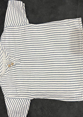 Kısa Kollu V Yakalı Erkek Çocuk Keten Gömlek - Görsel 3