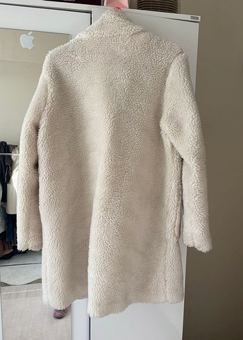 Bej Peluş Midi Kadın Kaban - Görsel 2