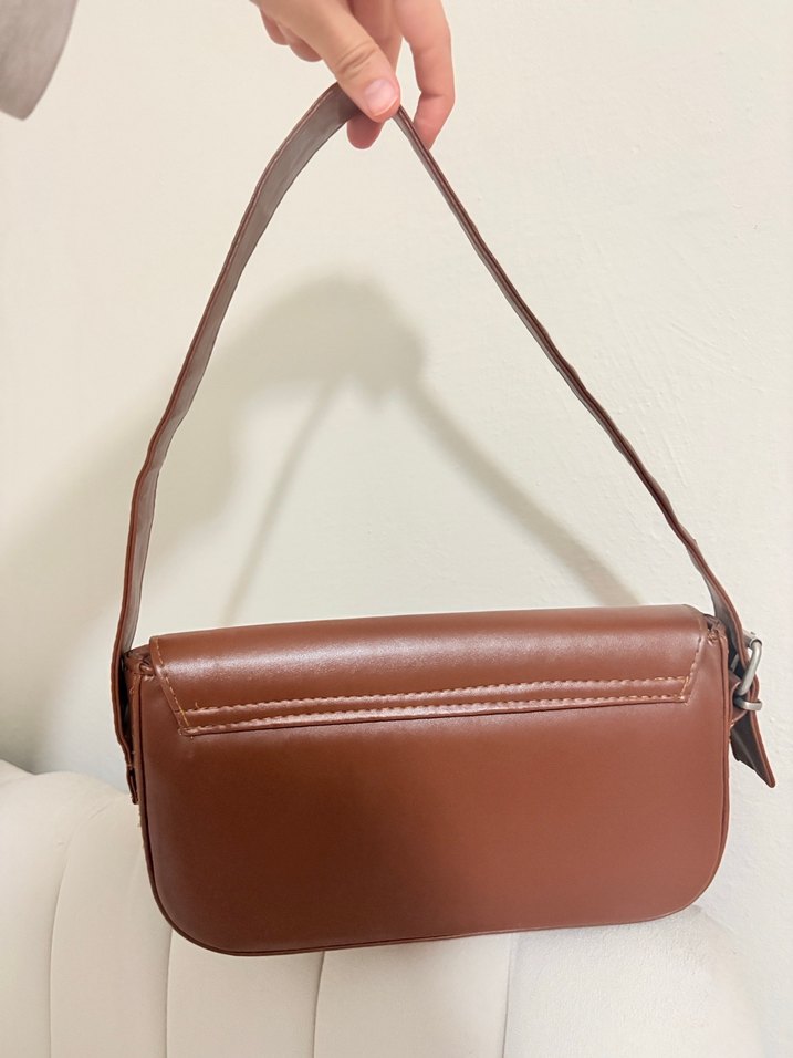 Kahverengi Deri Kadın Omuz Çantası - Görsel 2