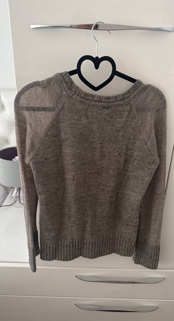 Gri Bohem Örgü Kadın Kazak - Görsel 3