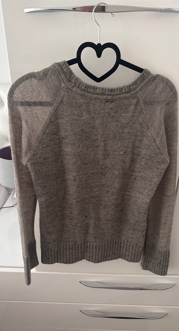 Gri Bohem Örgü Kadın Kazak - Görsel 4