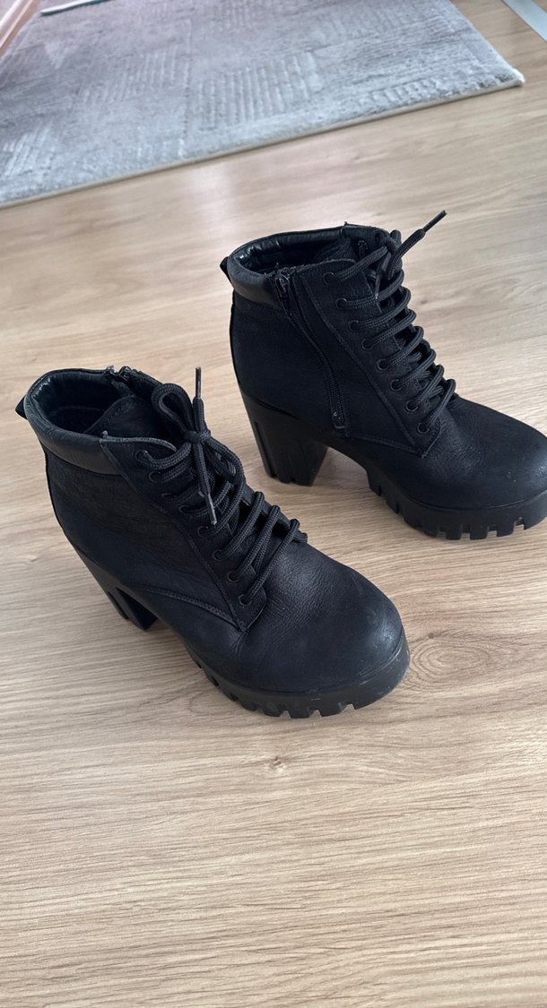 Kadın Siyah Platform Topuklu Goth Bot - Görsel 3