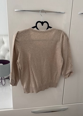 Düğmeli Bej Kadın Midi Hırka - Görsel 3