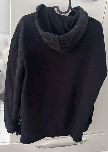 Siyah Kapüşonlu Kadın Sweatshirt - Görsel 3