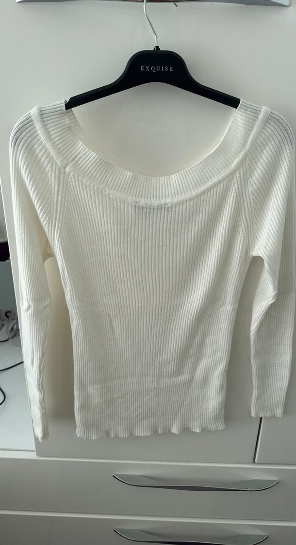 Beyaz Uzun Kollu Triko Bluz - Görsel 3