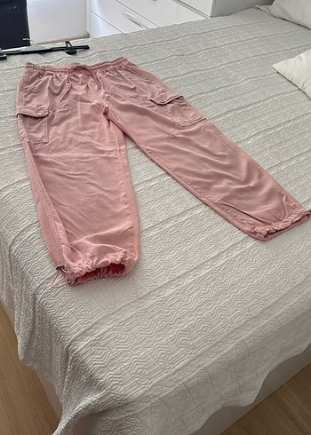 Pembe Rahat Kesim Kadın Pamuk Pantolon - Görsel 3