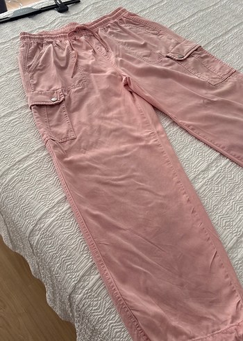 Pembe Rahat Kesim Kadın Pamuk Pantolon - Görsel 2