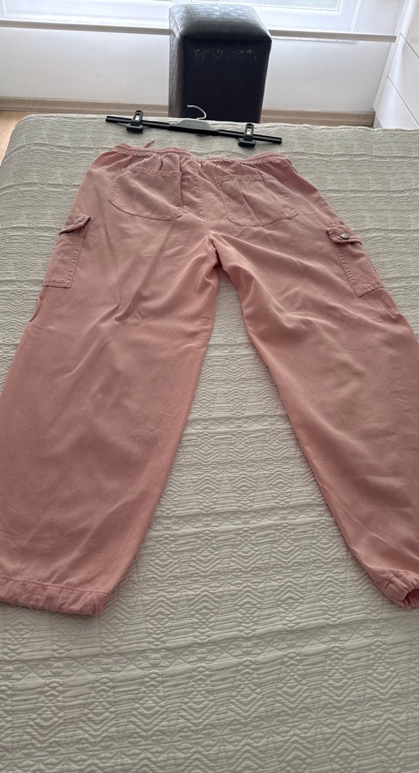 Pembe Rahat Kesim Kadın Pamuk Pantolon - Görsel 5