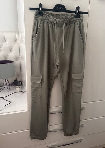 Yeşil Bel Bantlı Rahat Kesim kargo eşofman altı - Görsel 2