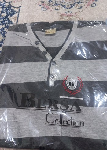 Erkek Gri Çizgili Düğmeli Polo Tişört - Görsel 2