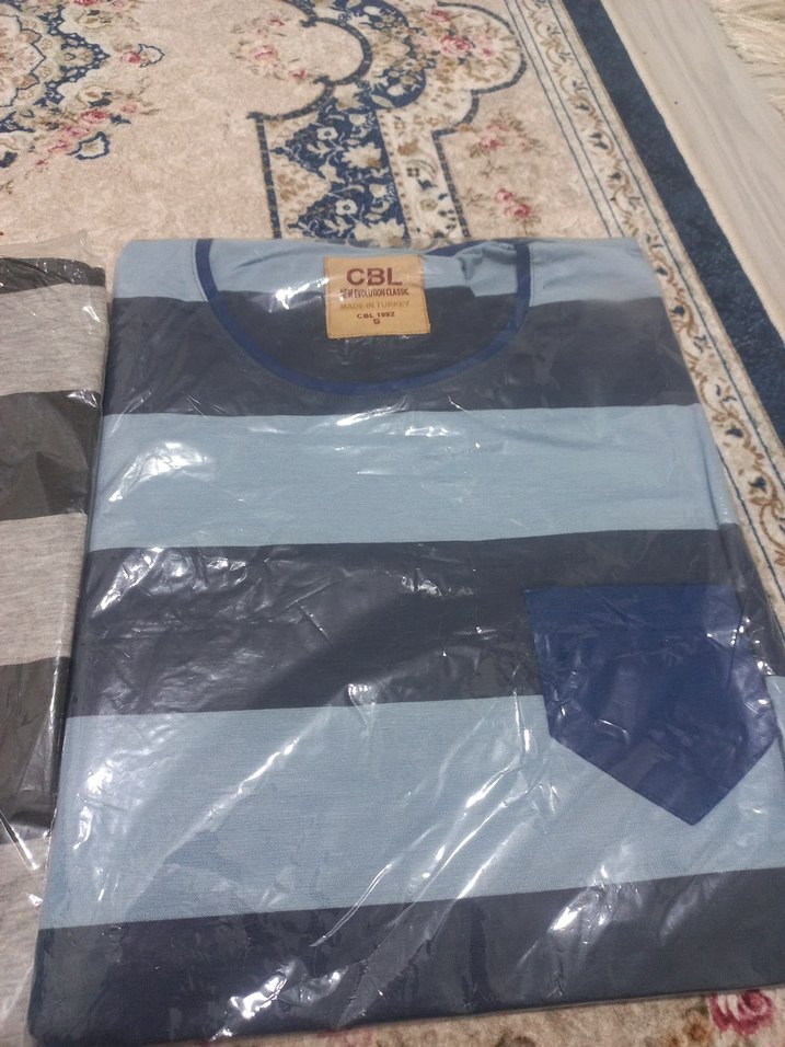 Erkek Gri Çizgili Düğmeli Polo Tişört - Görsel 3