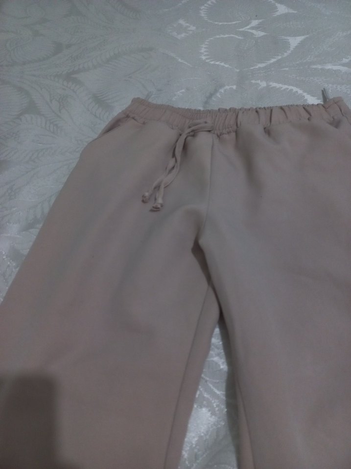 Bej Kadın Keten Bol Kesim Pantolon - Görsel 2