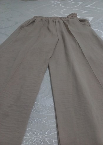 Bej Kadın Keten Bol Kesim Pantolon - Görsel 2