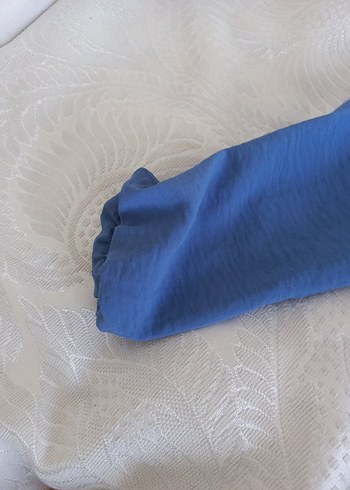 Mavi Uzun Kollu Salaş Keten Tunik - Görsel 2