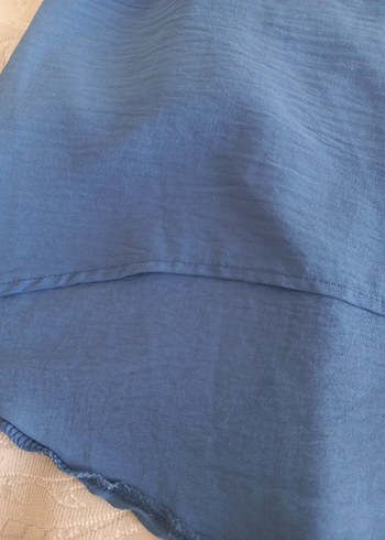 Mavi Uzun Kollu Salaş Keten Tunik - Görsel 4