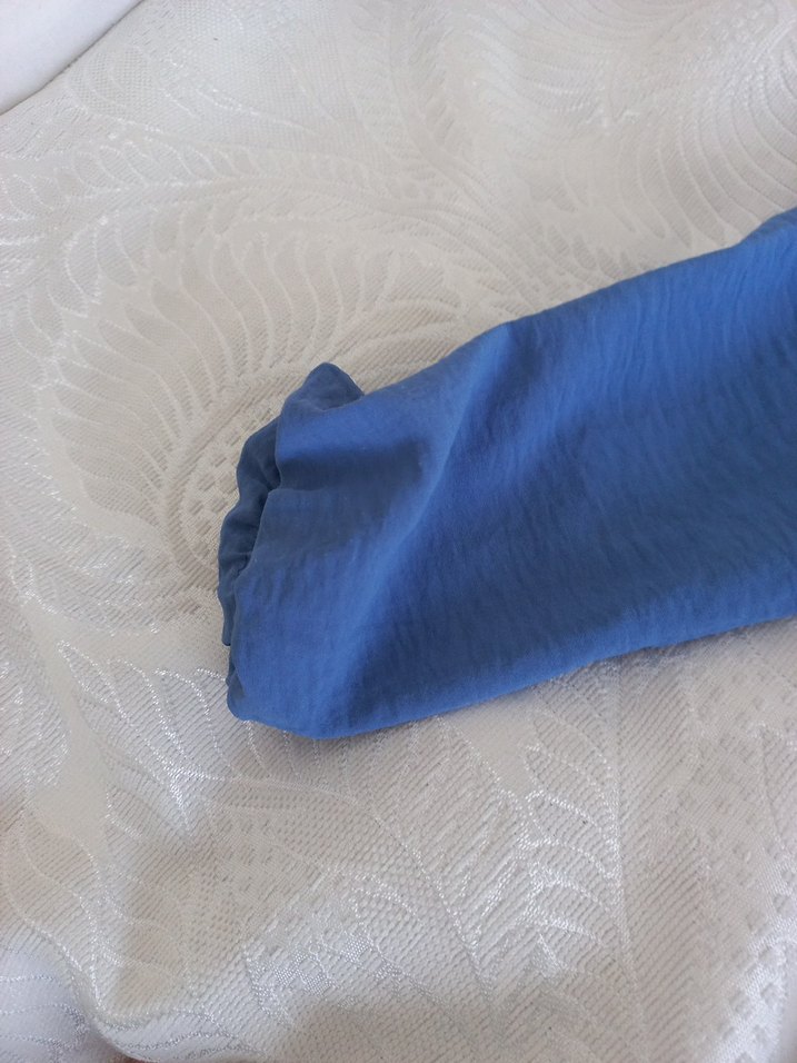 Mavi Uzun Kollu Salaş Keten Tunik - Görsel 2