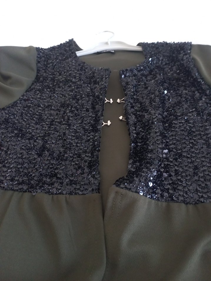 Düğmeli Siyah Mini Kadın Ceket - Görsel 2