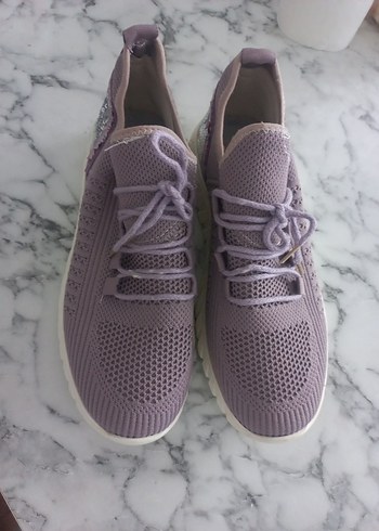 Mor Yılan Desenli Payetli Dolgu Topuk Spor Ayakkabı - Görsel 2