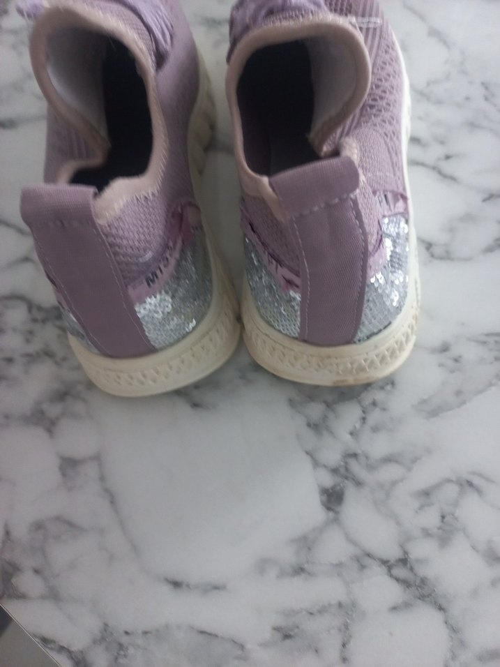 Mor Yılan Desenli Payetli Dolgu Topuk Spor Ayakkabı - Görsel 3