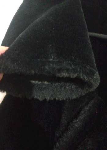 Siyah Kadın Kürklü Midi Ceket - Görsel 6