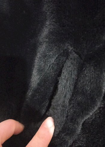 Siyah Kadın Kürklü Midi Ceket - Görsel 4