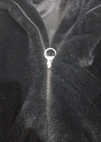 Siyah Kadın Kürklü Midi Ceket - Görsel 5